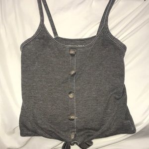 button down with a cute tie bottom blouse